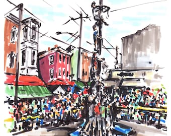 High quality prints of iconic Italian market Philly festival of the grease pole challenge this is a Philly thing for sure Philadelphia art