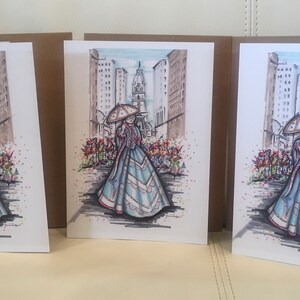 Packung mit 3 5 x 7 mit einer Illustration von Phillys Mummers Happy New Year Karte nichts sagt Neujahr wie die Philadelphia Mummers Parade