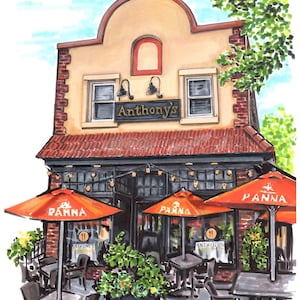 High quality art print of Anthony’s Italian restaurant in haddonfield nj