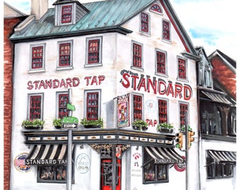 High quality art print of an illustration of Phillys standard tap in northern liberties iconic beer bar at 2nd and poplar Philadelphia art