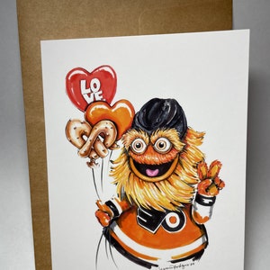 Cartão único com uma ilustração do mascote laranja favorito da Filadélfia, perfeito para seus folhetos e fãs corajosos