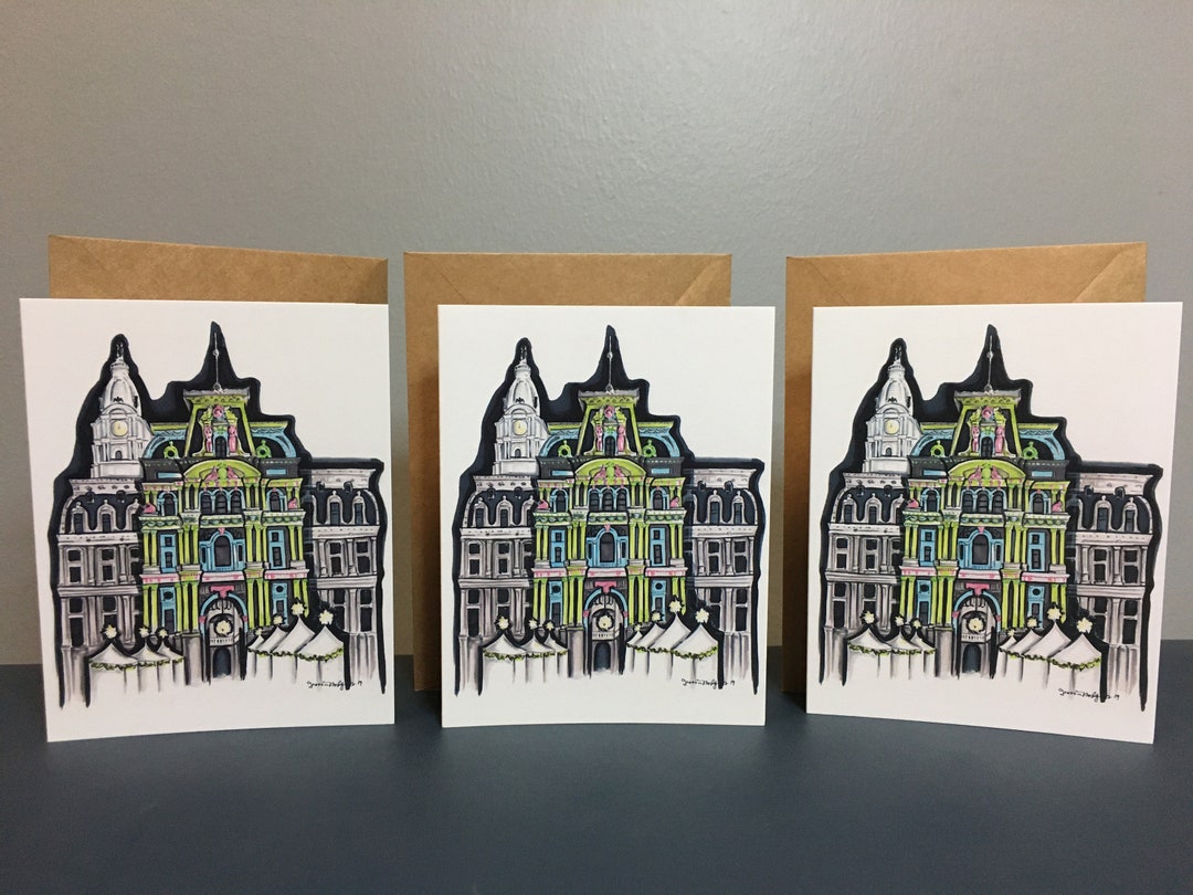 Pack of 3 Greeting Cards of Philadelphias City Hall Christmas Etsy