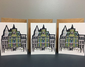 Pack of 3 greeting cards of Philadelphia’s city hall Christmas light show Xmas card philly Christmas card Philadelphia architecture holiday