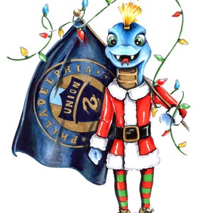 Pack de 3 cartes de vœux avec l’illustration de la mascotte de l’Union de Philadelphie Carte de Noël Phang