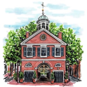 Hoogwaardige kunstprint van de Headhouse-shambles in Philadelphia.