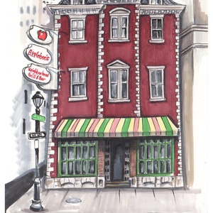 Puede incluir: Un edificio de ladrillo rojo con un toldo a rayas verde y amarillo. El edificio tiene un letrero que dice "Applebee's Neighborhood Grill & Bar".