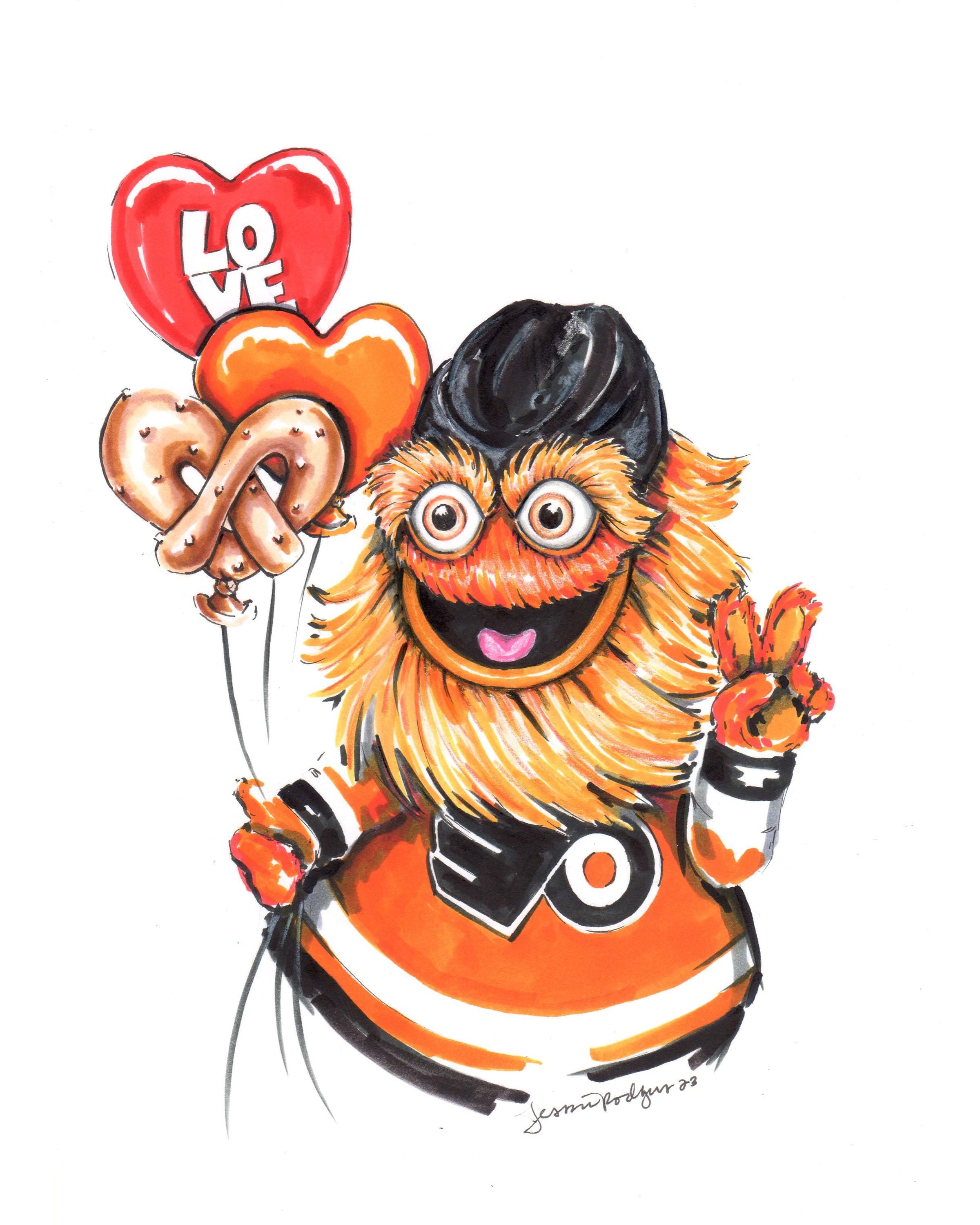 Gritty, Broad Street Bullies, Philadelphia Flyers - Gritty Philly Flyers  Mascot - T-Shirt