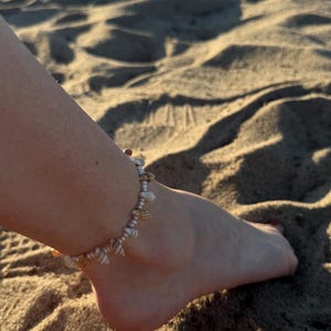 Freshwater Pearl and Shell Anklet | Handmade Ankle Bracelet | Boho Summer Jewelry | Gift for Her