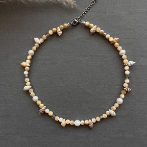 Natural Shell and Pearl Necklace — Coastal-Inspired Jewelry with Stainless Steel Clasp, Handmade Gift, Elegant Summer Accessory