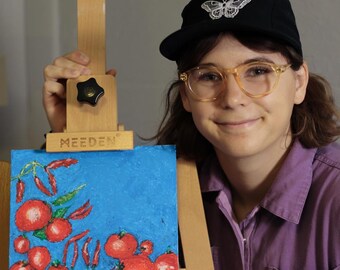 Original Painting by CJ's Studio - ShopCJsStudio - Oil Pastel Tomato Painting - Judianna's Garden - 9 x 12 inch canvas painting