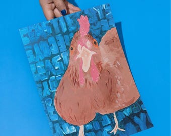 Chicken Art Print – Acrylic Paint – Wall Art – Room Decor – Multiple Sizes – Original Artwork by CJ's Studio