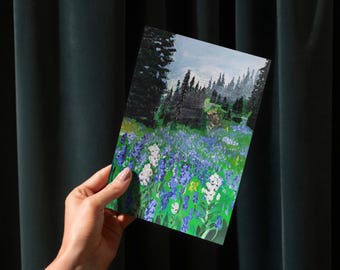 Lavender Flower Field Art Print – Acrylic Paint – Wall Art – Room Decor – Multiple Sizes – Original Artwork by CJ's Studio