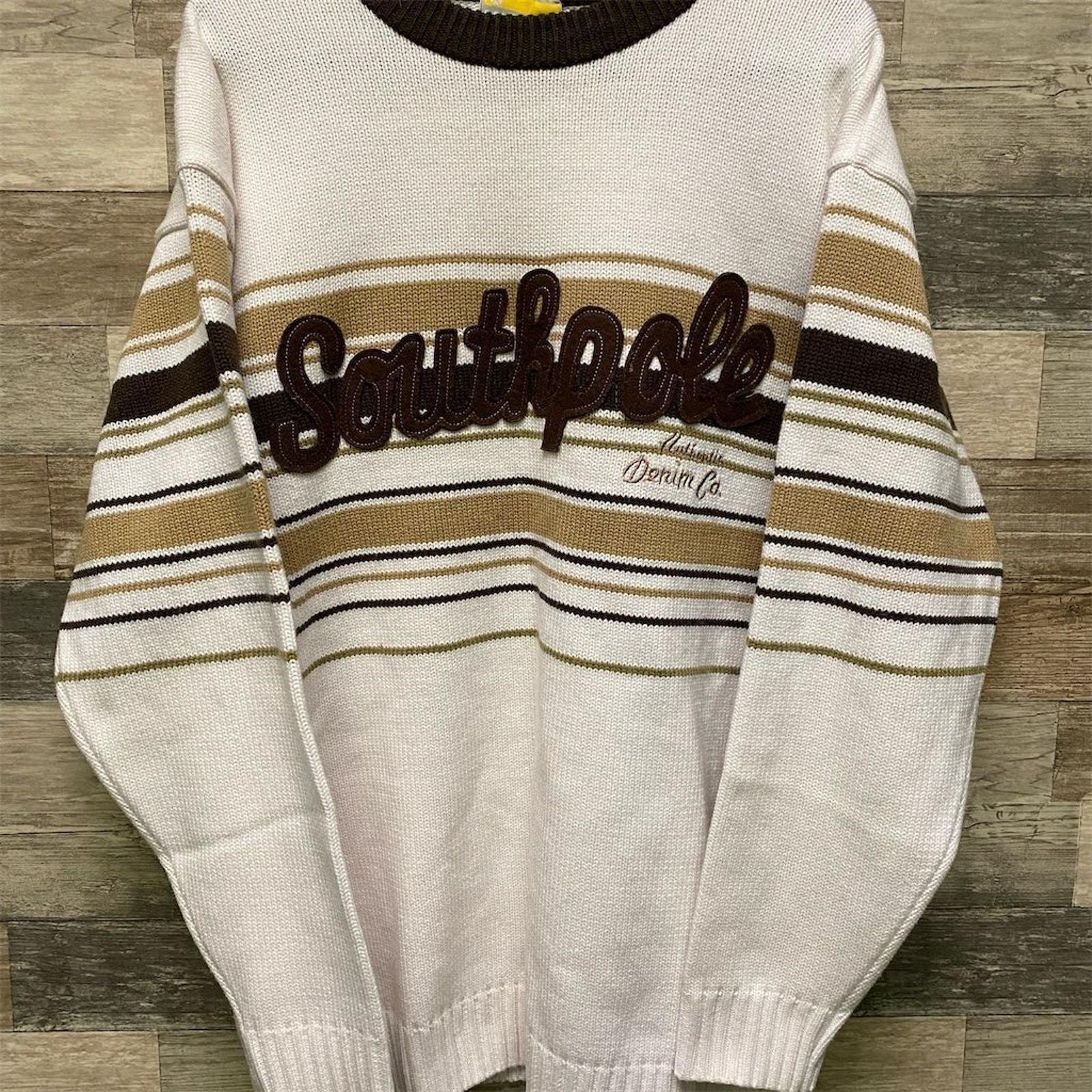 SouthPole ニット 90s SOUTHPOLE サウスポール ラインセーター アクリルニット 黒