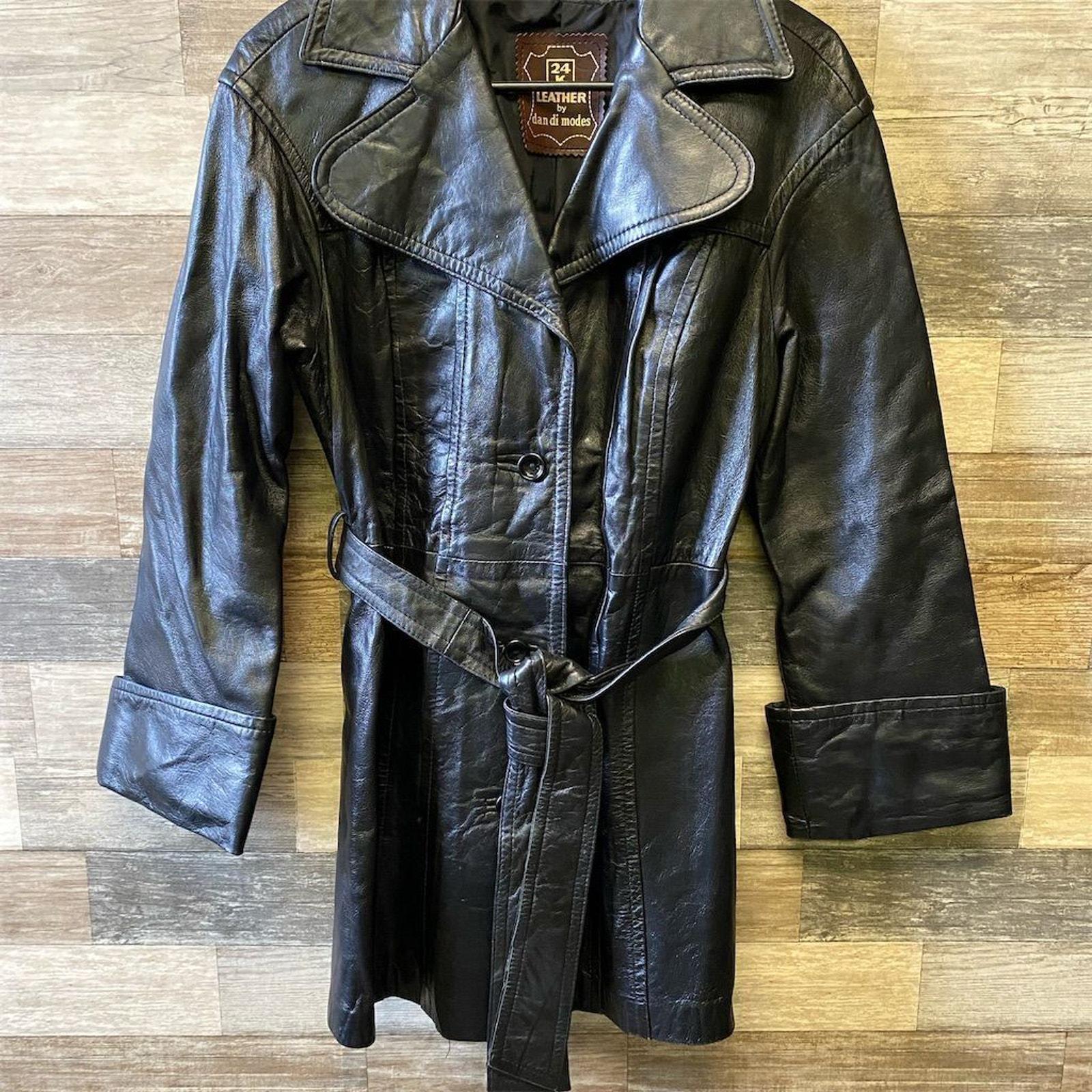 Vintage 70s 24K Dan Di Modes Women's Black Leather Coat M/L Vintage 70s 24K Dan Di Modes Women's Black Leather Coat M/L