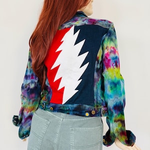Tie Dye Thirteen Point Lightning Bolt Jean Jacket