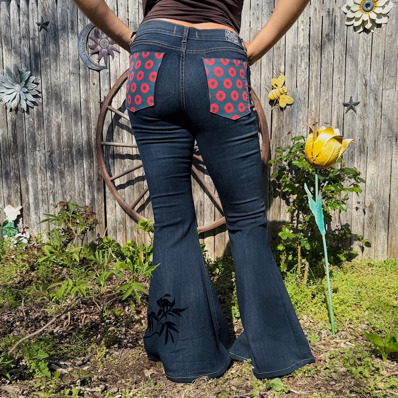 Vaqueros acampanados Phish Donut Free People TALLA 30 LISTO PARA ENVIAR imagen 1