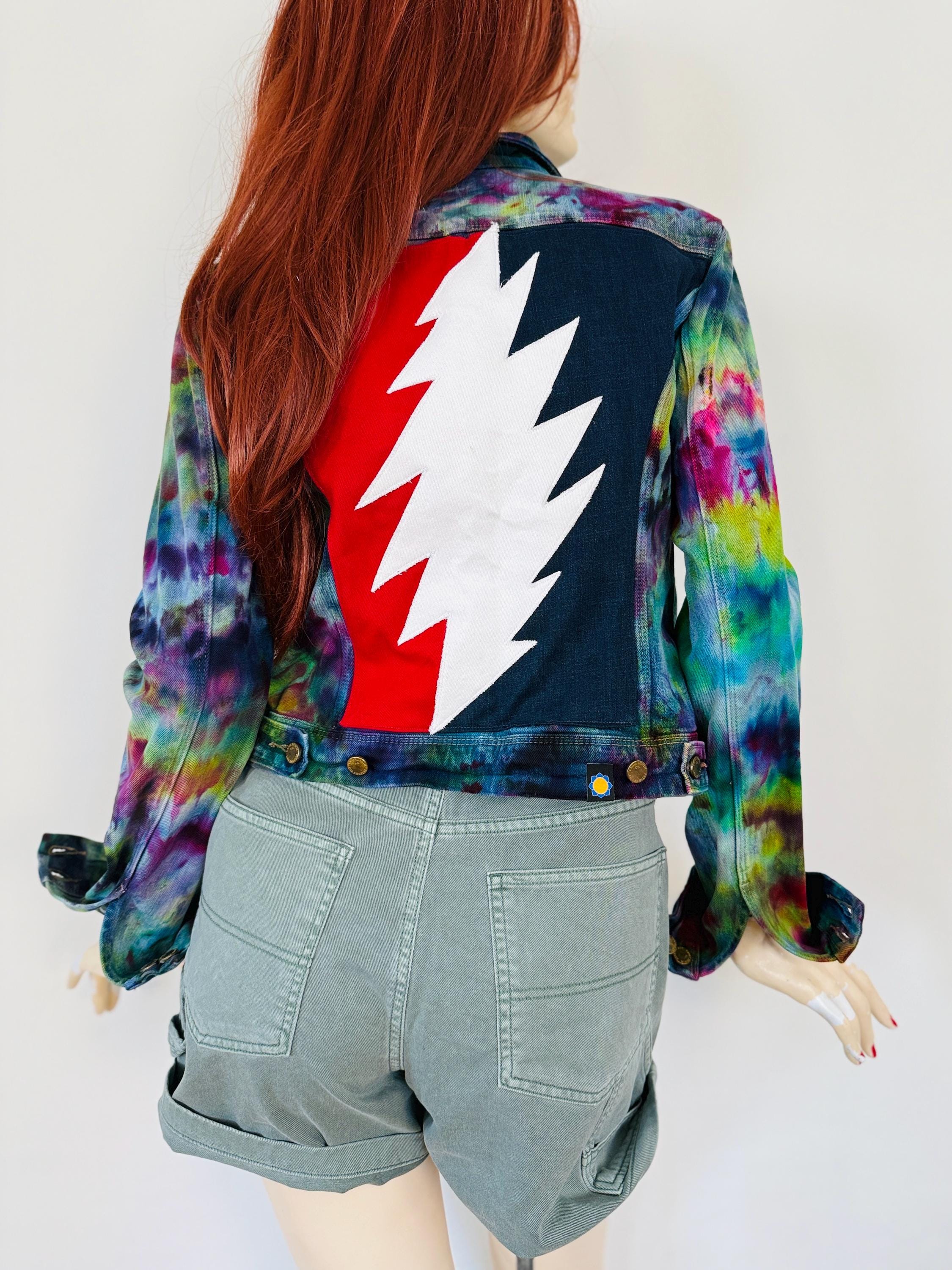 Tie Dye Thirteen Point Lightning Bolt Jean Jacket - Etsy