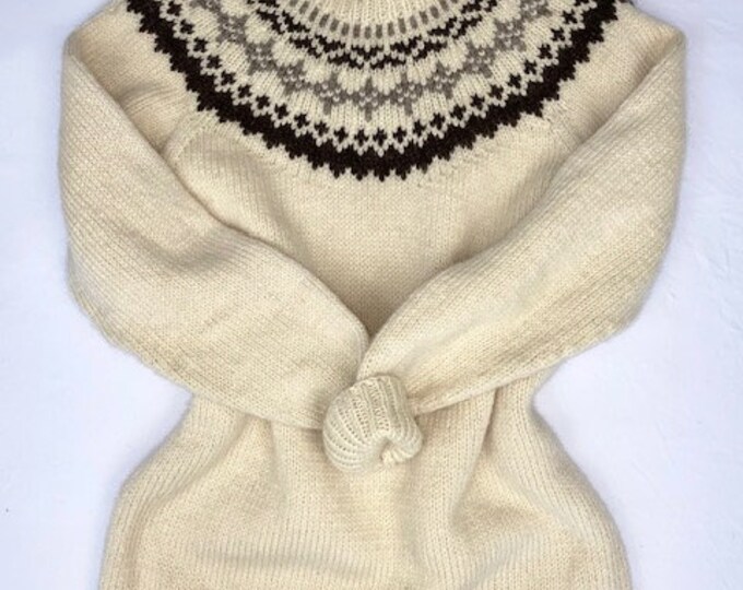 Nordic Yoke Sweater Wool Knit Winter Apres Ski Christmas Holiday Jumper