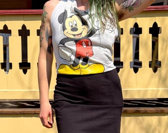 Mickey Mouse Disney Neckholder Kleid Upcycled Sommer Sommerkleid