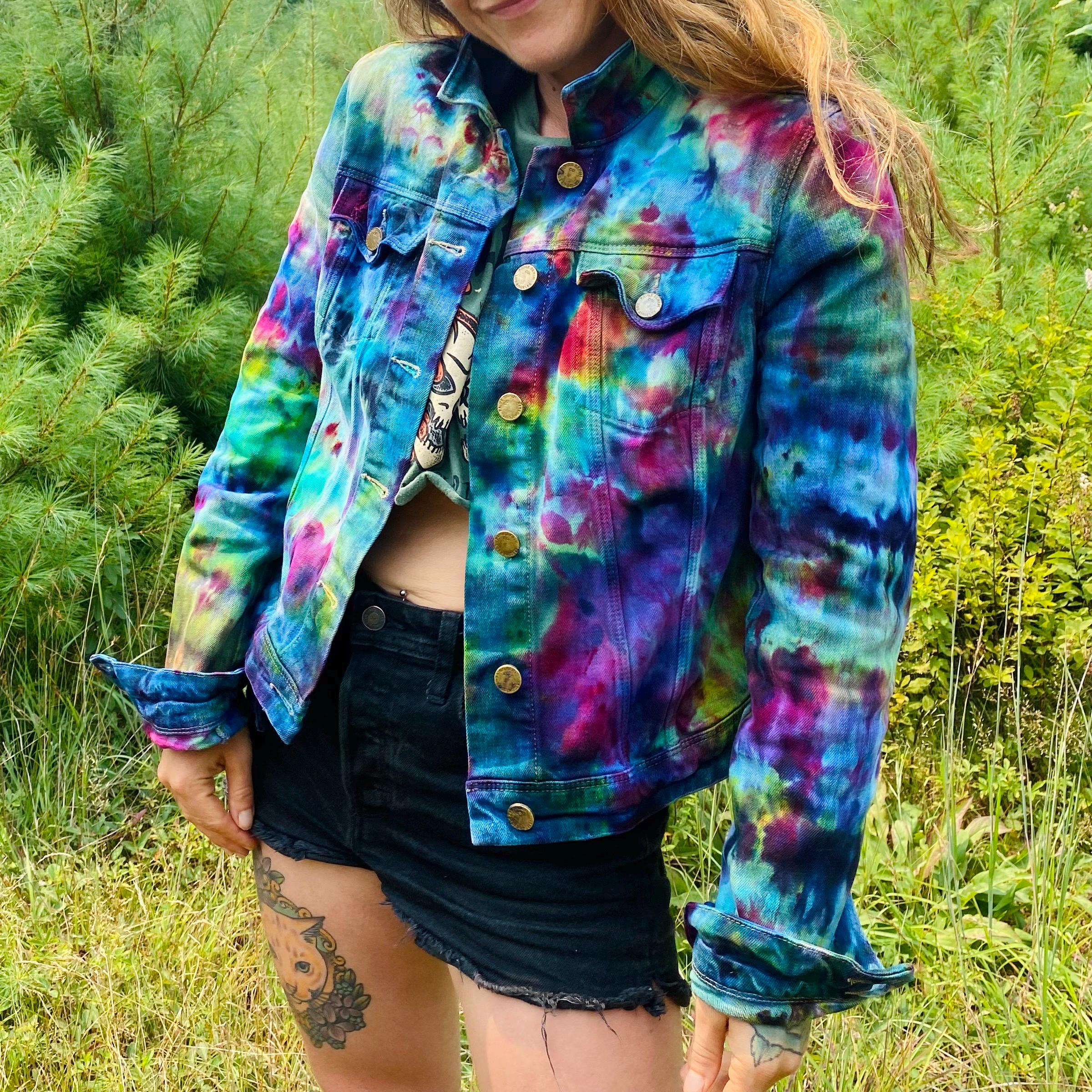 Tie Dye Thirteen Point Lightning Bolt Jean Jacket - Etsy