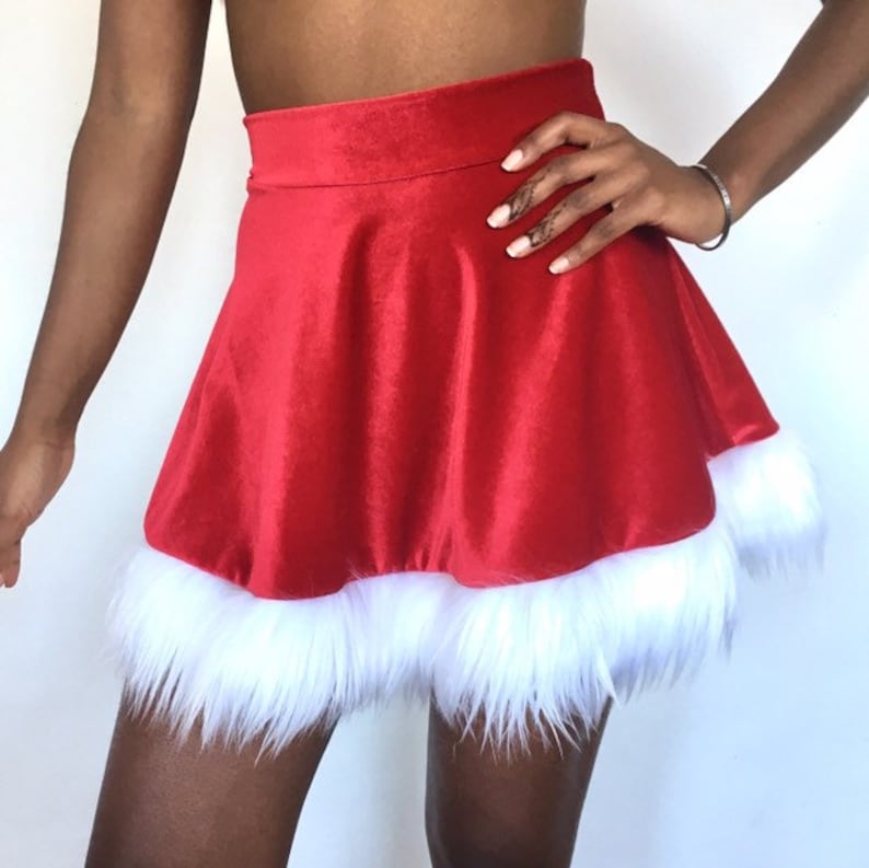Santa Mini Skater Skirt Christmas Mrs Santa Claus Costume Red | Etsy