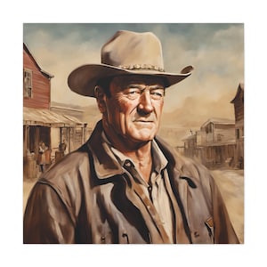Lienzos de John Wayne, ícono del Oeste, decoración rústica para el hogar, arte de pared vaquero, obra de arte vintage, regalo perfecto para los amantes del Oeste.