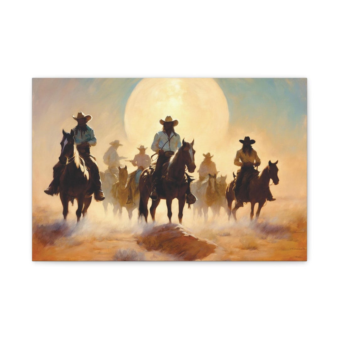 Western Cowboy Noon Riders Canvas Gallery Wraps, Western Wall Art ...