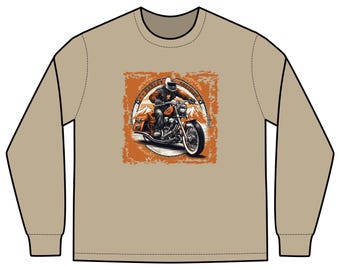 Camiseta de manga comprida inspirada na Harley Davidson, estilo retrô e vintage, para motociclista, uso casual, presente para ele, perfeita para passeios
