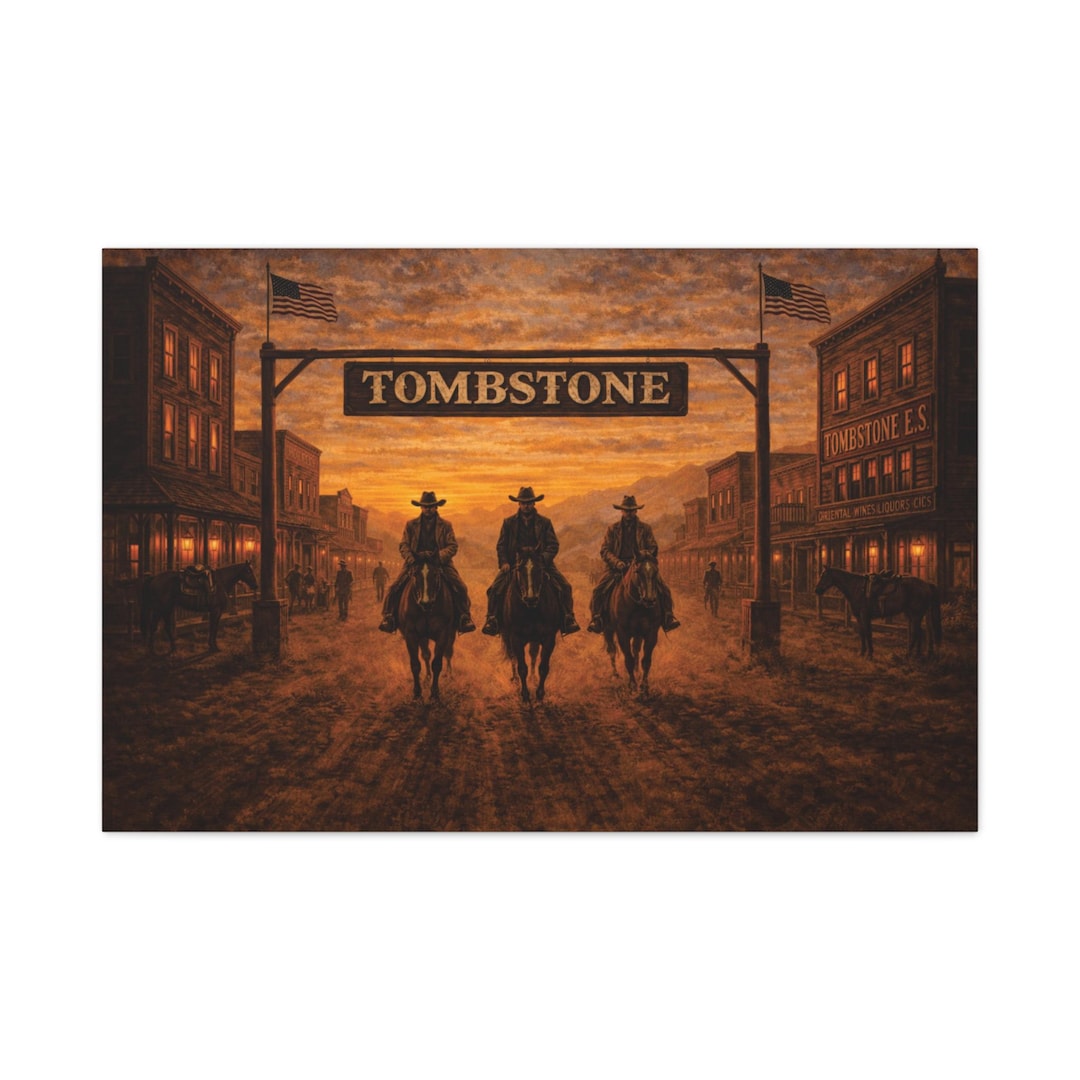Tombstone Riders Tombstone Cowboy Sunset Riders Artwork on Matte Canvas - for Western ...