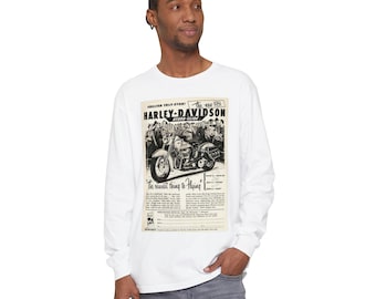 Camiseta de manga larga con estilo vintage inspirada en Harley-Davidson, para motociclistas, ropa informal, camiseta unisex, ropa vintage genial