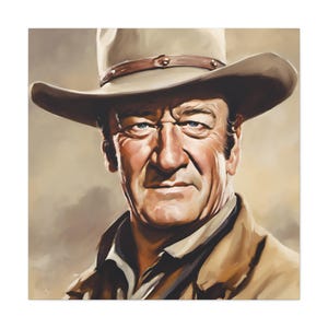 Lienzos de John Wayne, ícono del Oeste, decoración rústica para el hogar, arte de pared vaquero, obra de arte vintage, regalo perfecto para los amantes del Oeste.