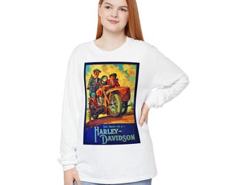 Camiseta de manga larga con estilo vintage inspirada en Harley-Davidson, camiseta retro de motociclista, ropa unisex, regalo para motociclistas, ropa para exteriores, moda informal