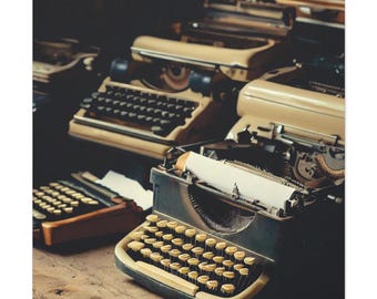 Vintage Typewriters Canvas Print, Writer's Office Decor
