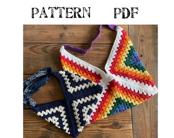 NEW PATTERN PDF - Not your Granny's Granny Square Bag - Crochet Bag Pattern - 2 sizes - Digital Download