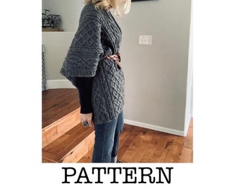 Dandelion Wrap - PATTERN PDF - Pattern for DIY knitted Shawl, Cowl, Cable knitting Pattern, Instant Download