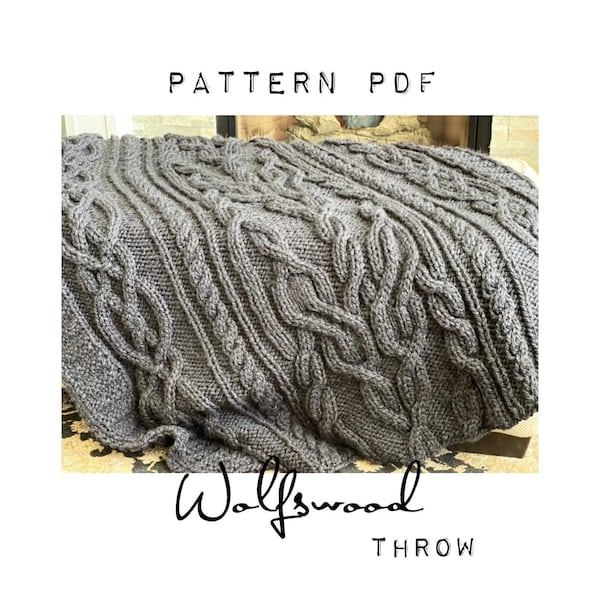 WOLFSWOOD Throw - NEW Pattern PDF - Throw blanket knitting pattern - diy chunky knitted throw blanket