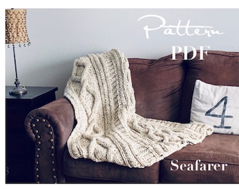 SEAFARER Throw Digital Pattern PDF - Throw blanket knitting pattern - DIY chunky knitted throw blanket
