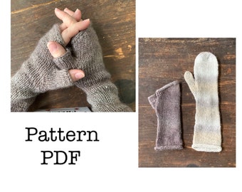 New PATTERN PDF - Palmer Mittens - Fingerless and Full mitten instructions included - 2 sizes - PDF pattern