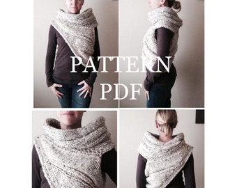 Pattern for DIY Panem Katniss Inspired Cowl - Two Looks - Easy Knitting Pattern PDF - customizable sizes