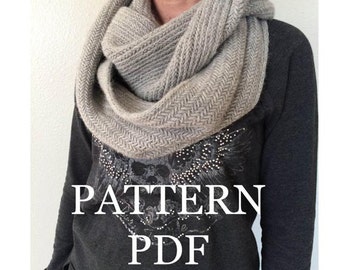 PATTERN PDF - Alsace Herringbone Cowl Pattern for DIY Cowl - Easy Knitting Pattern - Instant Download