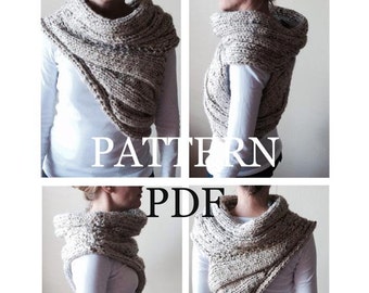 PATTERN PDF - Pattern for DIY Panem Katniss Inspired Cowl - Two Looks - Easy Knitting Pattern - customizable sizes