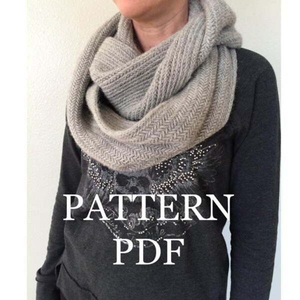 PATTERN PDF - Alsace Herringbone Cowl Pattern for DIY Cowl - Easy Knitting Pattern - Instant Download