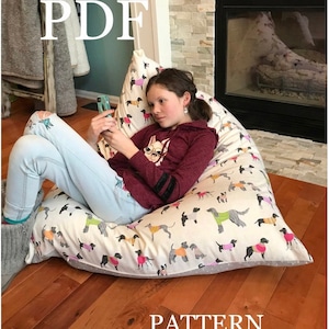 Pattern - 'Meringue' Bean Bag chair - PDF DIY Bean Bag Stuffed Animal Storage Chair - PDF - Reversible - Easy sewing Pattern