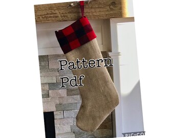 DIY Pattern - Turned Cuff Christmas Stocking - PDF- Easy Pattern - Sewing pattern and tutorial - Can use up-cycled materials too