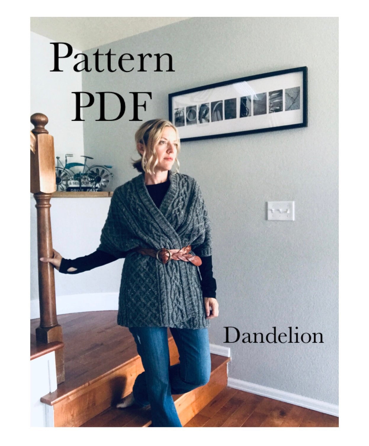 PATTERN PDF, Pattern for DIY knitted Dandelion Wrap, Shawl, Cowl, Easy cable knitting Pattern, Instant Download