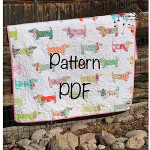 Puppies on Parade Quilt Instant Download Dog Quilt PDF PaTTERN Baby,Throw,Twin Fat Quarter Layer Cake Scraps PDF image 1