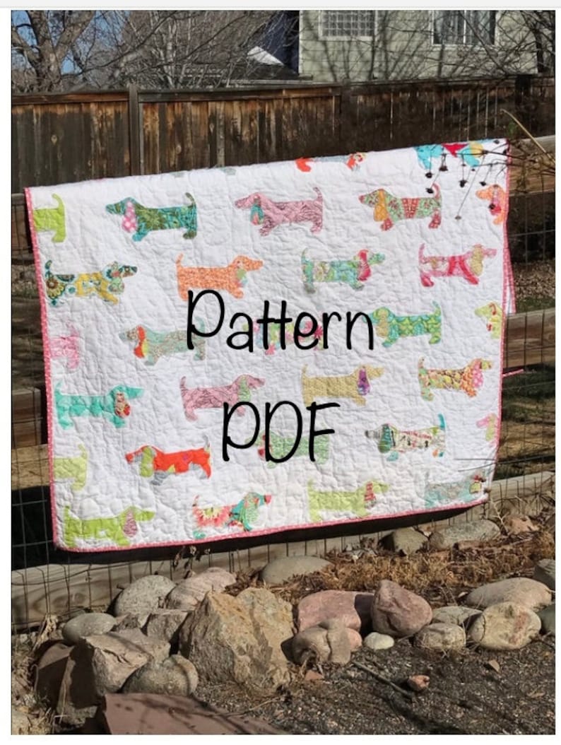 Puppies on Parade Quilt Instant Download Dog Quilt PDF PaTTERN Baby,Throw,Twin Fat Quarter Layer Cake Scraps PDF image 1