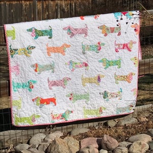 Puppies on Parade Quilt Instant Download Dog Quilt PDF PaTTERN Baby,Throw,Twin Fat Quarter Layer Cake Scraps PDF image 2