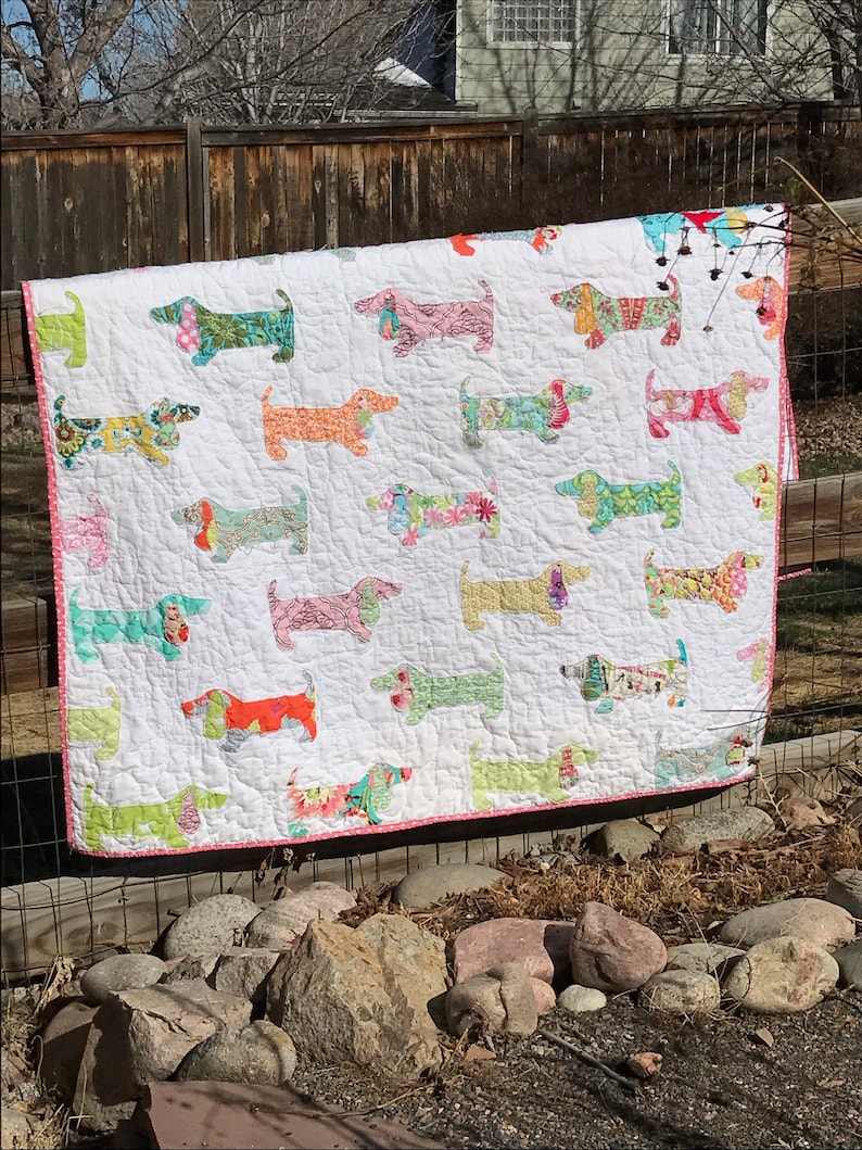 Puppies on Parade Quilt Instant Download Dog Quilt PDF PaTTERN Baby,Throw,Twin Fat Quarter Layer Cake Scraps PDF image 2