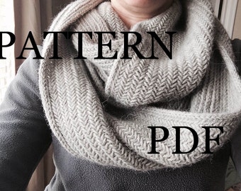 ALSACE Herringbone Cowl PATTERN Pdf for DIY cowl - Easy Knitting Pattern - Instant Download digital file